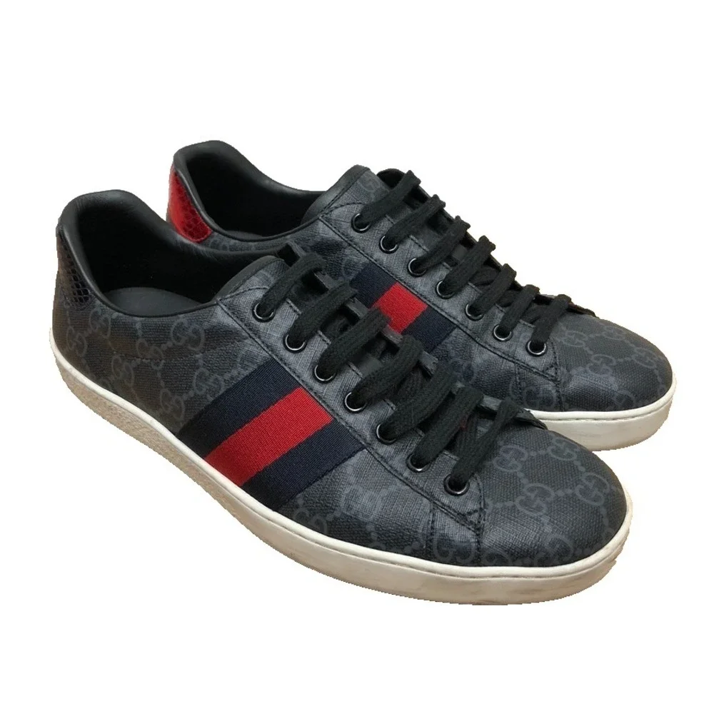 Gucci Ace GG Supreme Sneakers Mens 7 Black Streetwear Comfort Designer